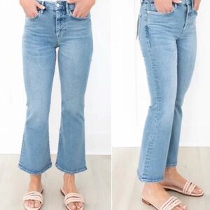 Frame Denim Stretch Cotton Le One Crop Mini Boot Casper Blue Jeans Size 26